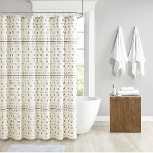 Urban Habitat Auden Clipped Jacquard Stripes Cotton Shower Curtain